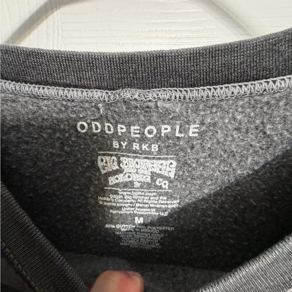 Odd People Grey Graphic Pullover Sweatshirt with Pink Print Janice Joplin - Picture 2 of 3
